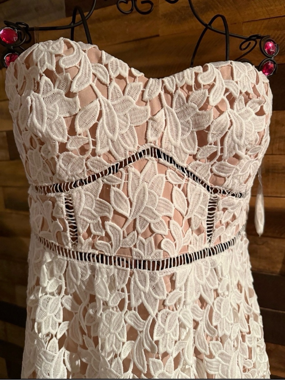 NWT Lulus Pinnacle & Prestige Ivory Lace Strapless Midi Dress - Size large - Picture 8 of 12